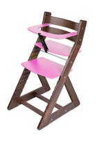 Rostoucí židle ANETA - malý pultík (ořech, růžová)